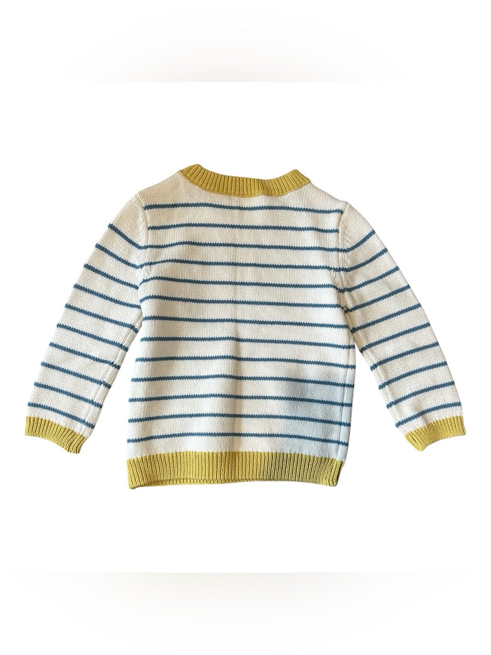 Carter's Cream Stripe Sweater with Blue Lines & Yellow Trim - Picture 2 of 3